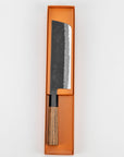 Nůž Nakiri 17 cm Mutsumi Hinoura Nashiji Kurouchi Shirogami