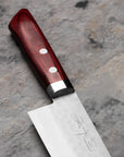 Nůž šéfkuchařský 18 cm Kunio Masutani VG-10 Hammered Red Damascus