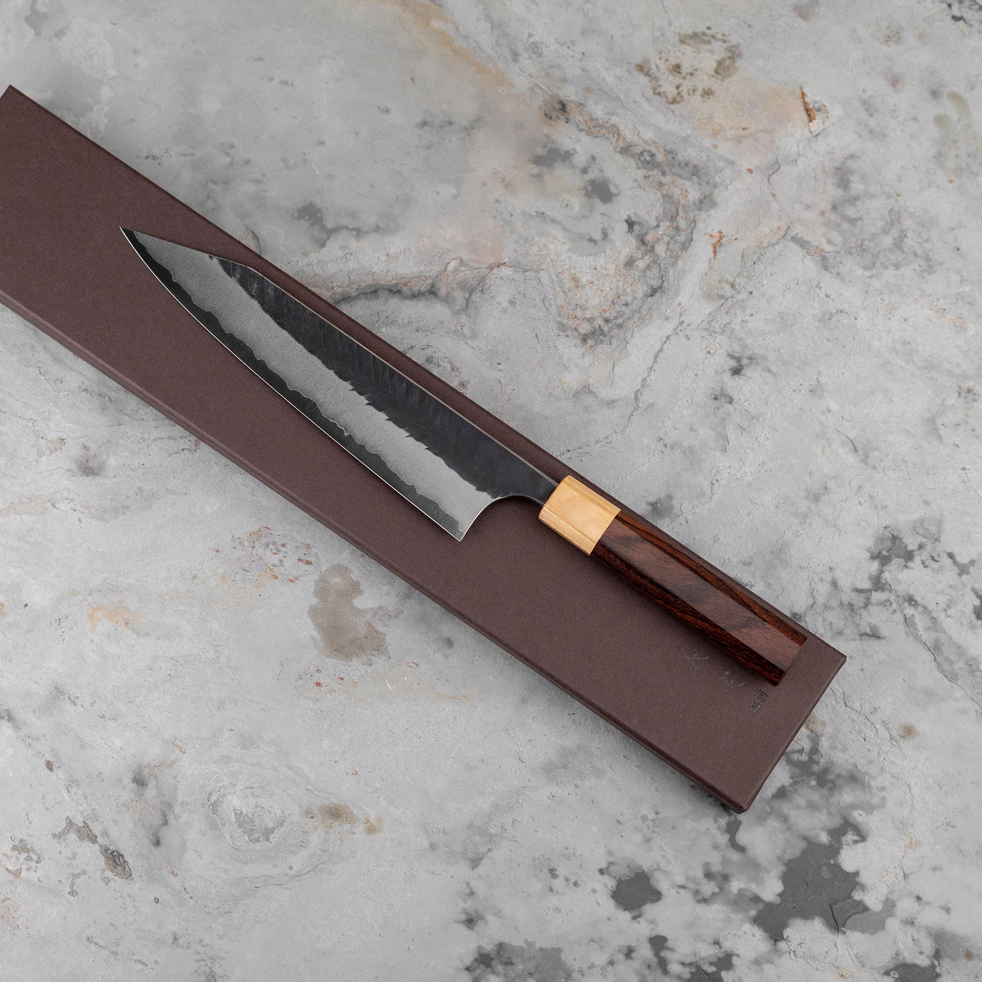 Nůž šéfkuchařský 21 cm Yoshimi Kato Aogami Kurouchi V-Tsuchime Super/SS