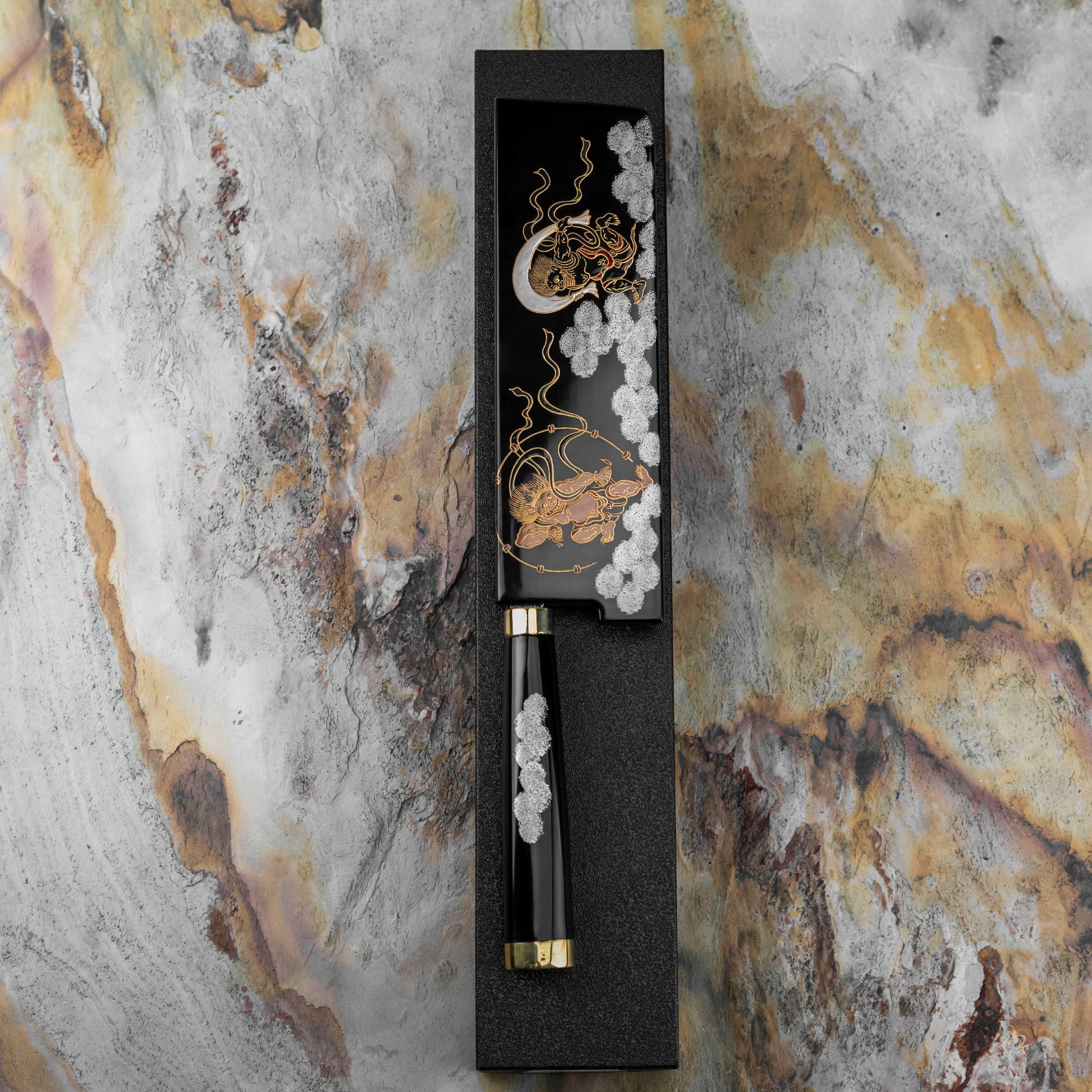 Nůž Nakiri 17 cm Takeshi Saji Art Fujin Raijin R-2 + Saya