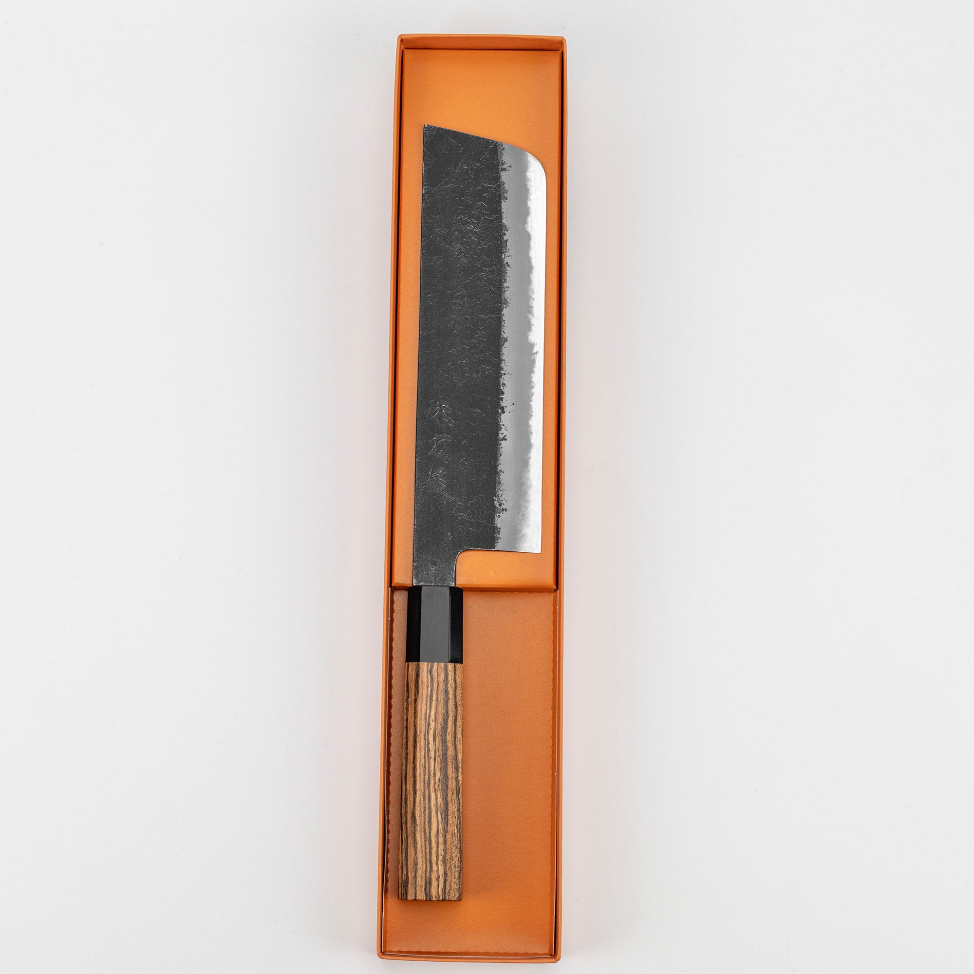 Nůž Nakiri 17 cm Mutsumi Hinoura Nashiji Kurouchi Shirogami