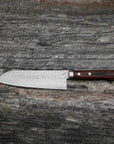 Nůž Santoku 17 cm Kunio Masutani VG-1 Hammered mahagon