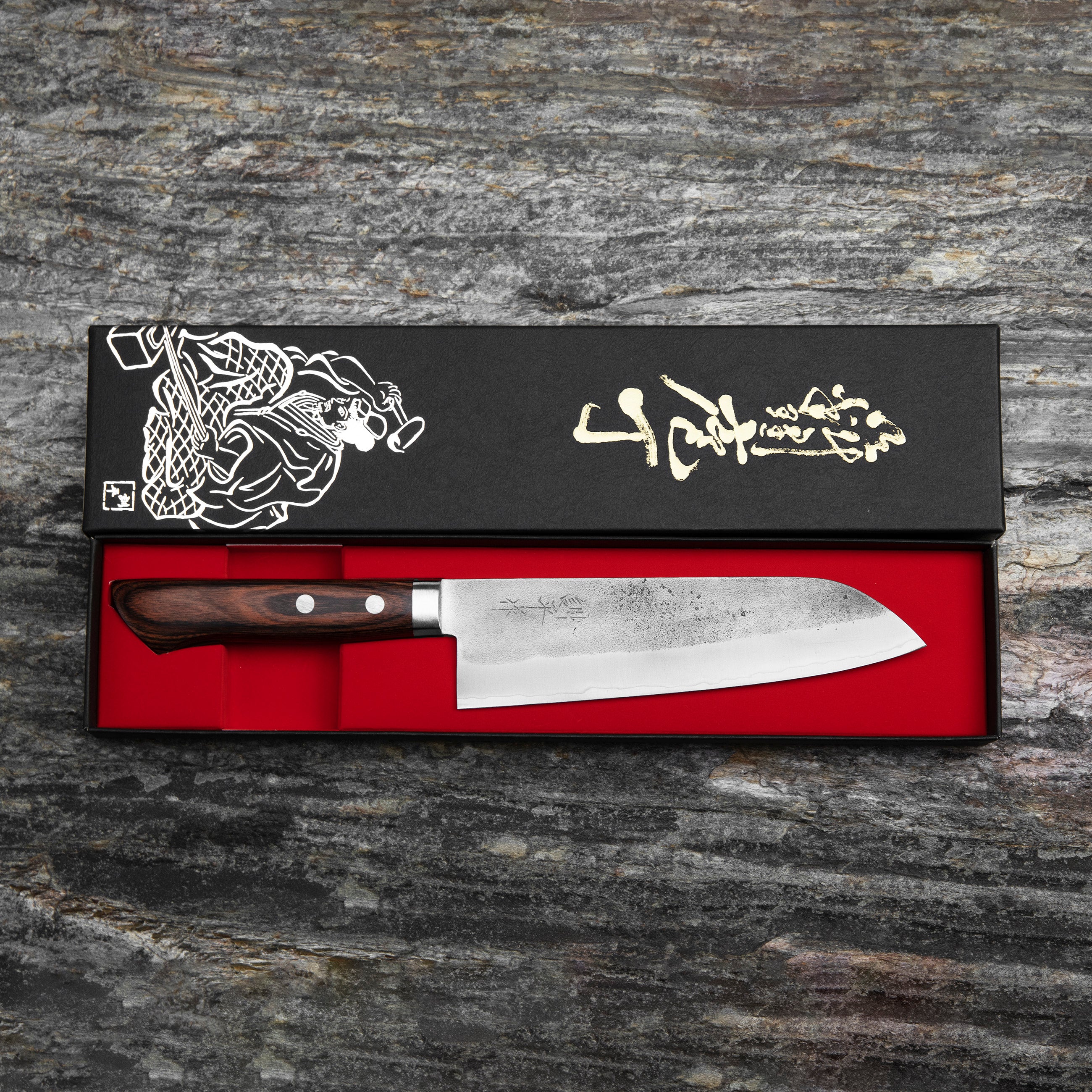 Nůž Santoku 17 cm Kunio Masutani VG-1 Nashiji mahagon