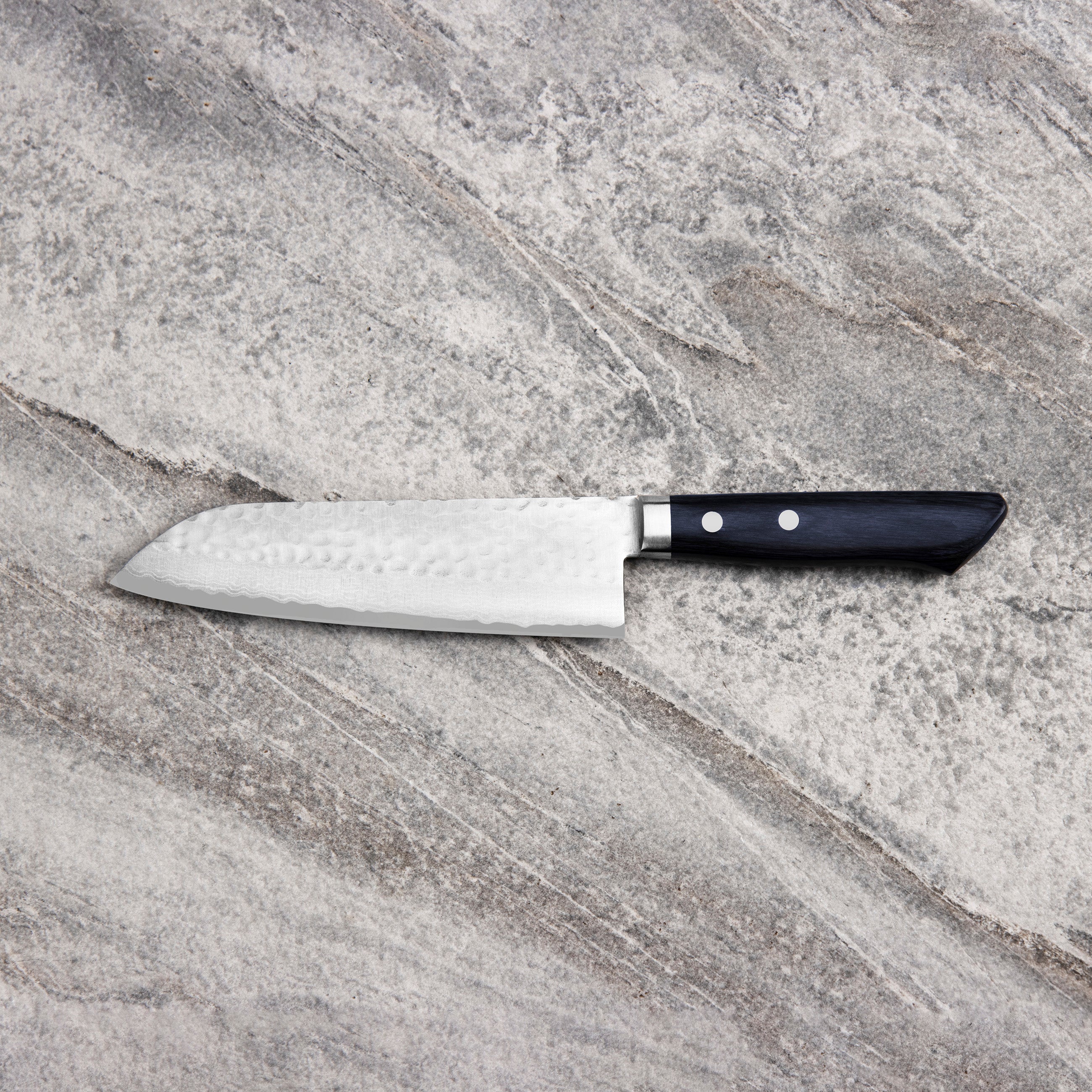 Nůž Santoku 17 cm Kunio Masutani VG-10 Hammered Blue Damascus