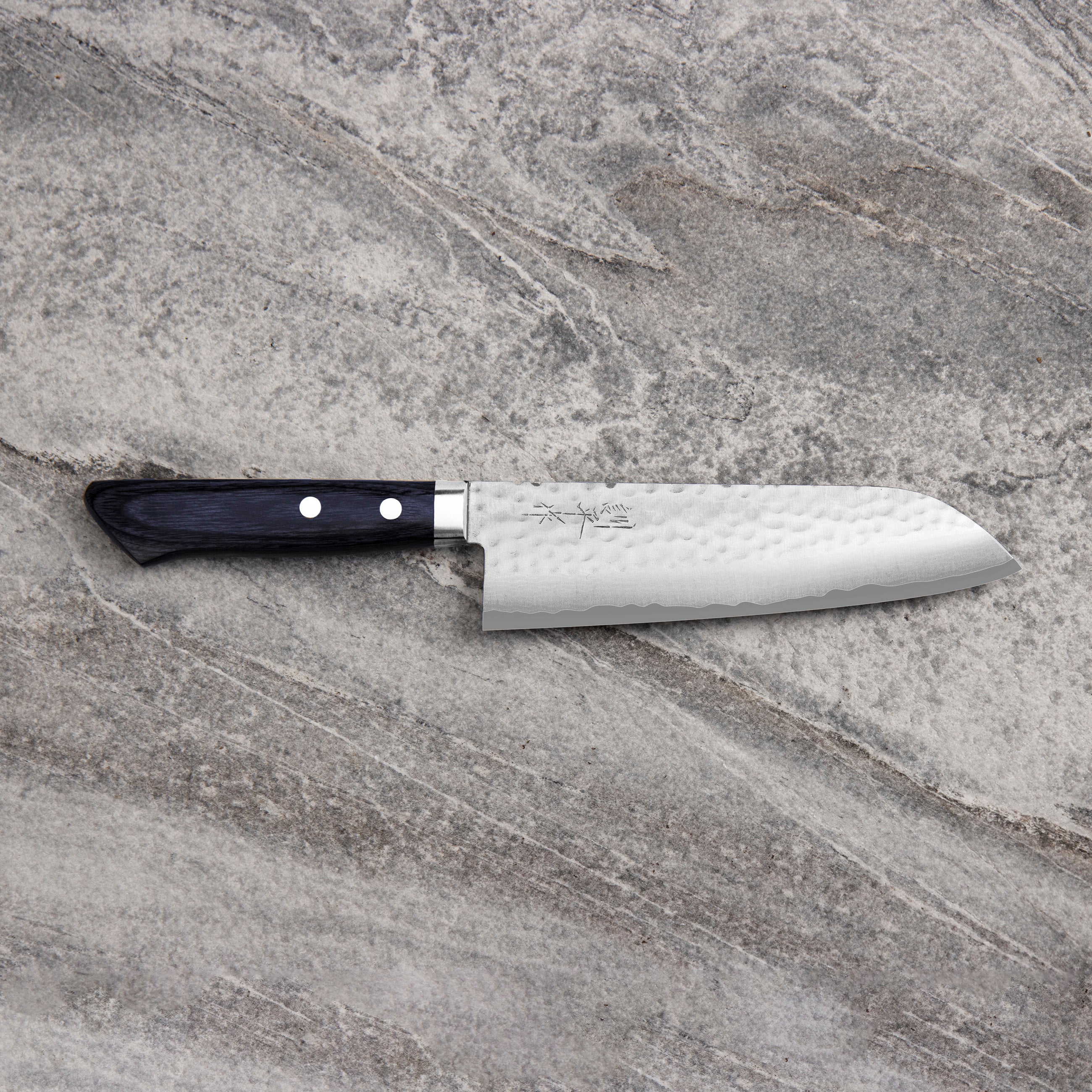 Nůž Santoku 17 cm Kunio Masutani VG-10 Hammered Blue Damascus