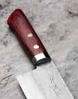 Nůž Santoku 17 cm Kunio Masutani VG-10 Hammered Red Damascus