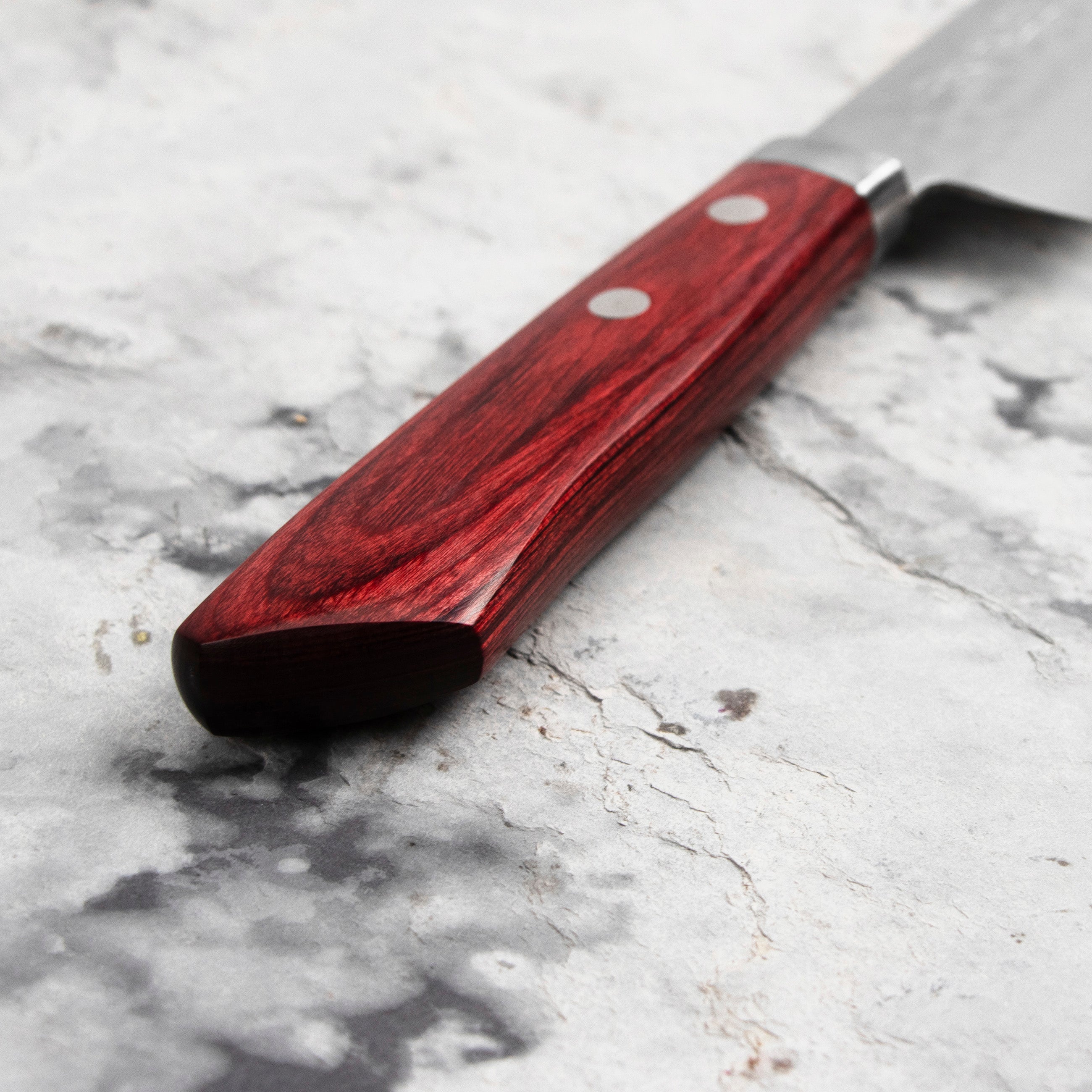 Nůž šéfkuchařský 18 cm Kunio Masutani VG-10 Hammered Red Damascus