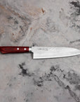 Nůž šéfkuchařský 18 cm Kunio Masutani VG-10 Hammered Red Damascus