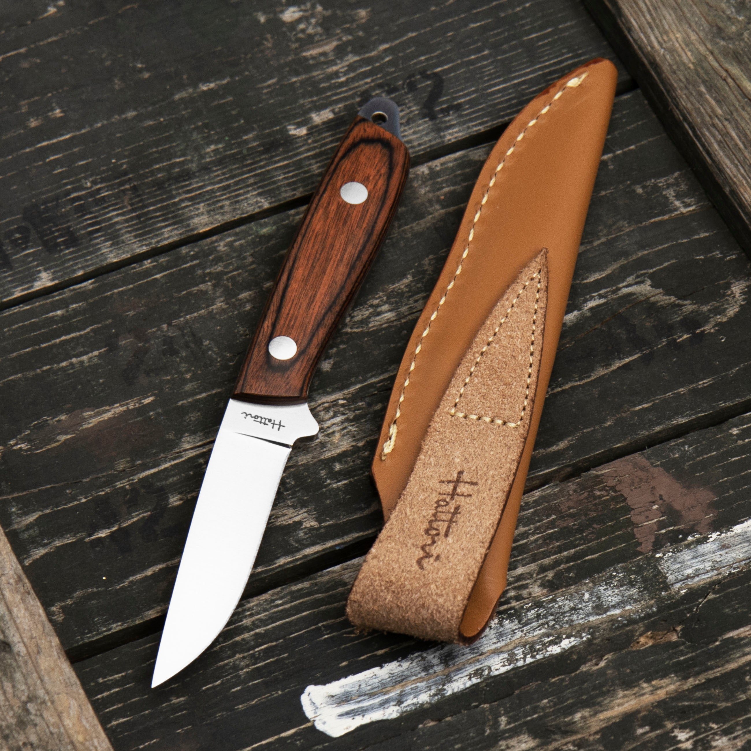 Outdoorový nůž Hattori Amago Cocobolo AUS-8 Outdoor 6,5 cm