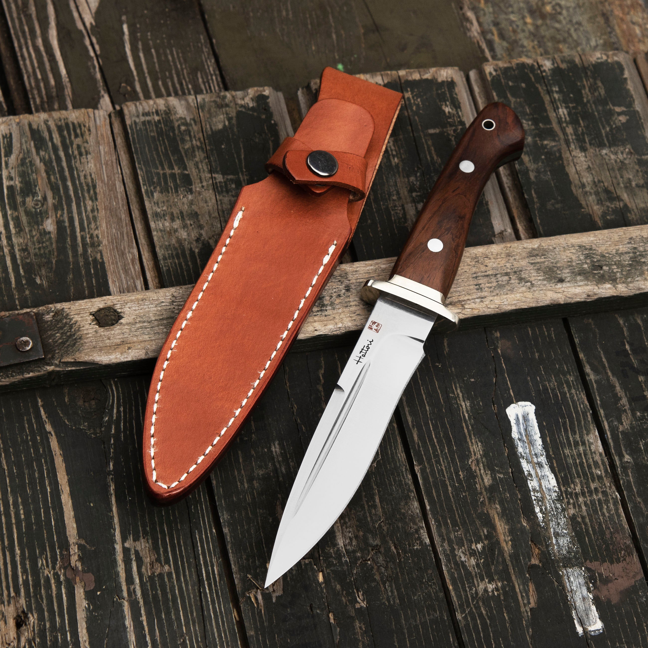 Outdoorový nůž Hattori Fighter S AUS-8 Cocobolo Outdoor 15,5 cm