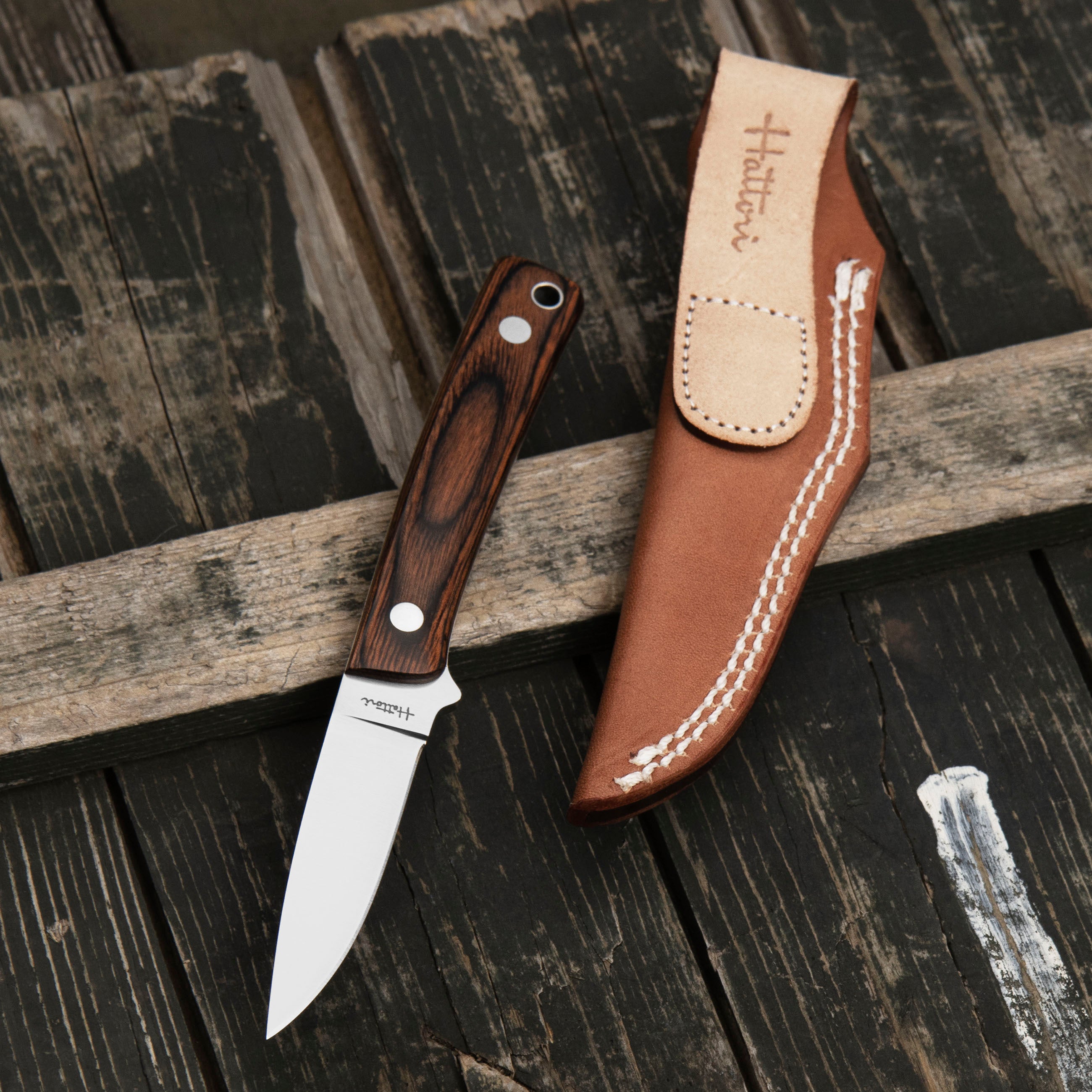 Outdoorový nůž Hattori Little Hunter VG-10 Mahogany Outdoor 6,5 cm