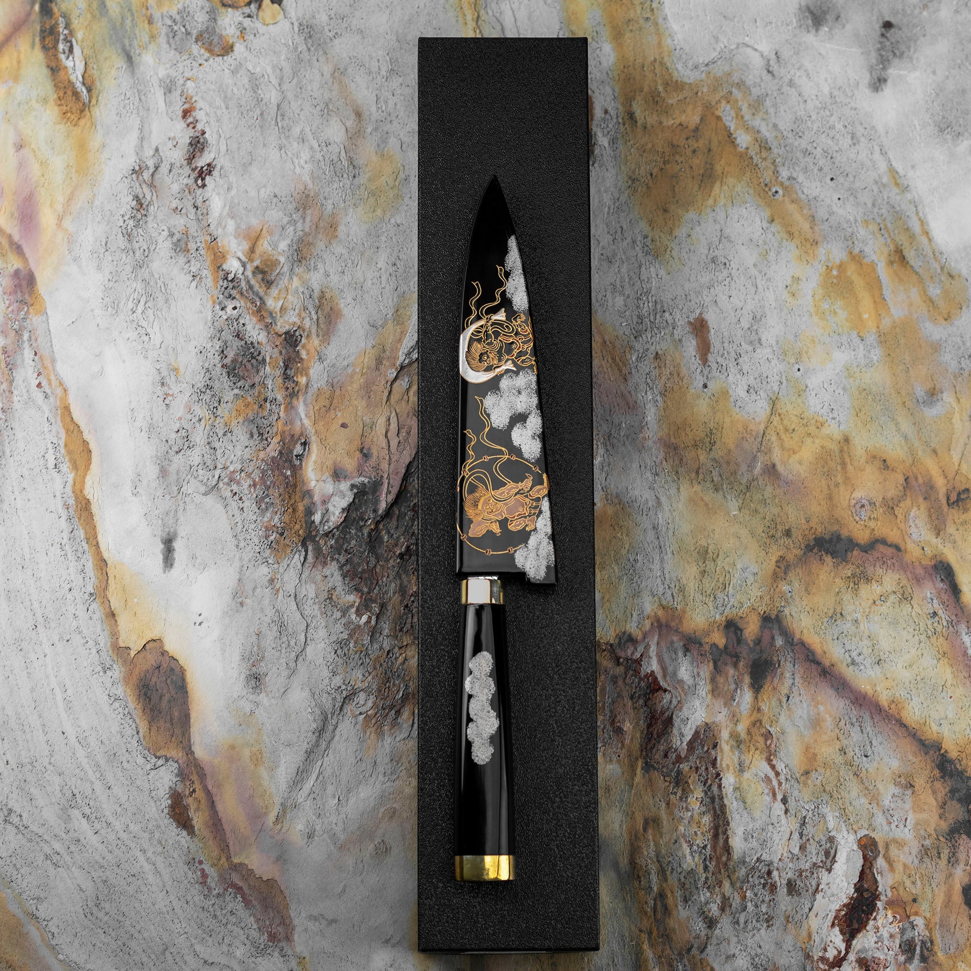 Nůž Univerzální 13 cm Takeshi Saji Art Fujin Raijin R-2 + Saya