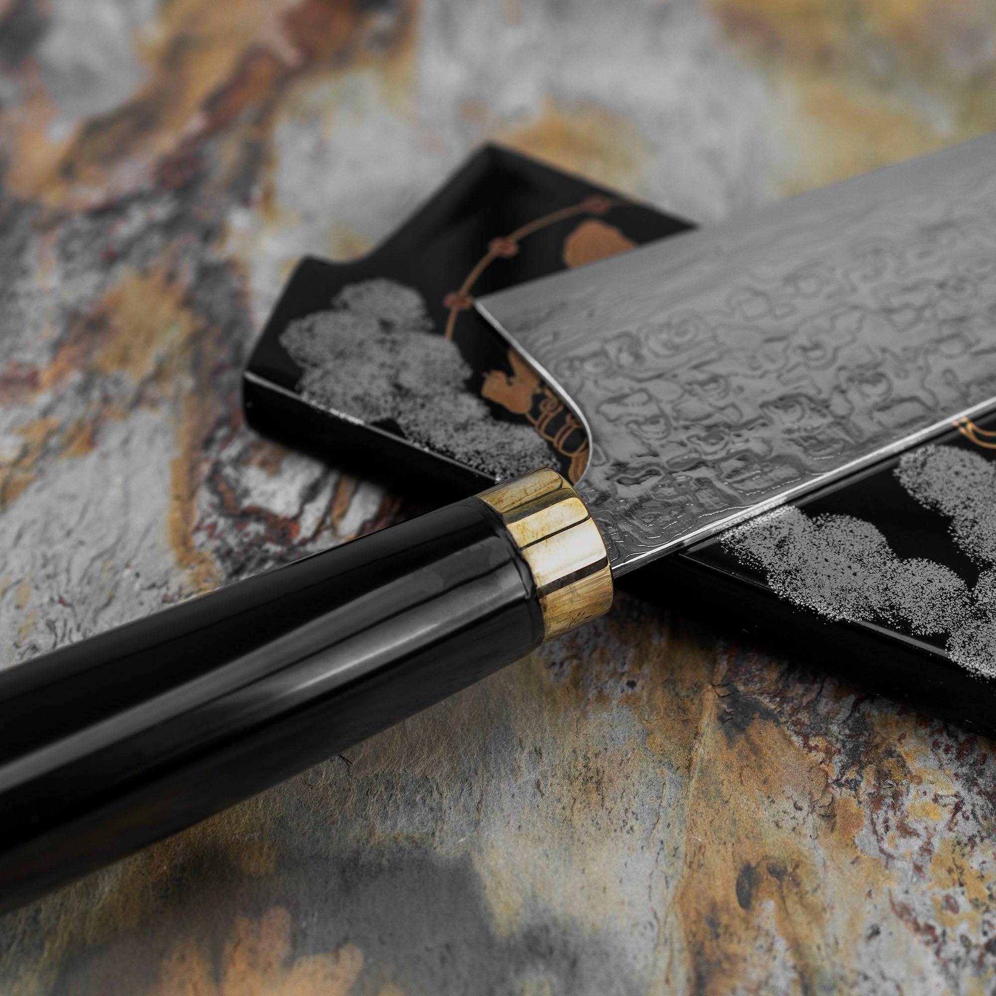 Nůž Santoku 18 cm Takeshi Saji Art Fujin Raijin R-2 + Saya