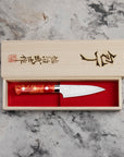 Loupací nůž 9 cm Takeshi Saji Red Turquise R2