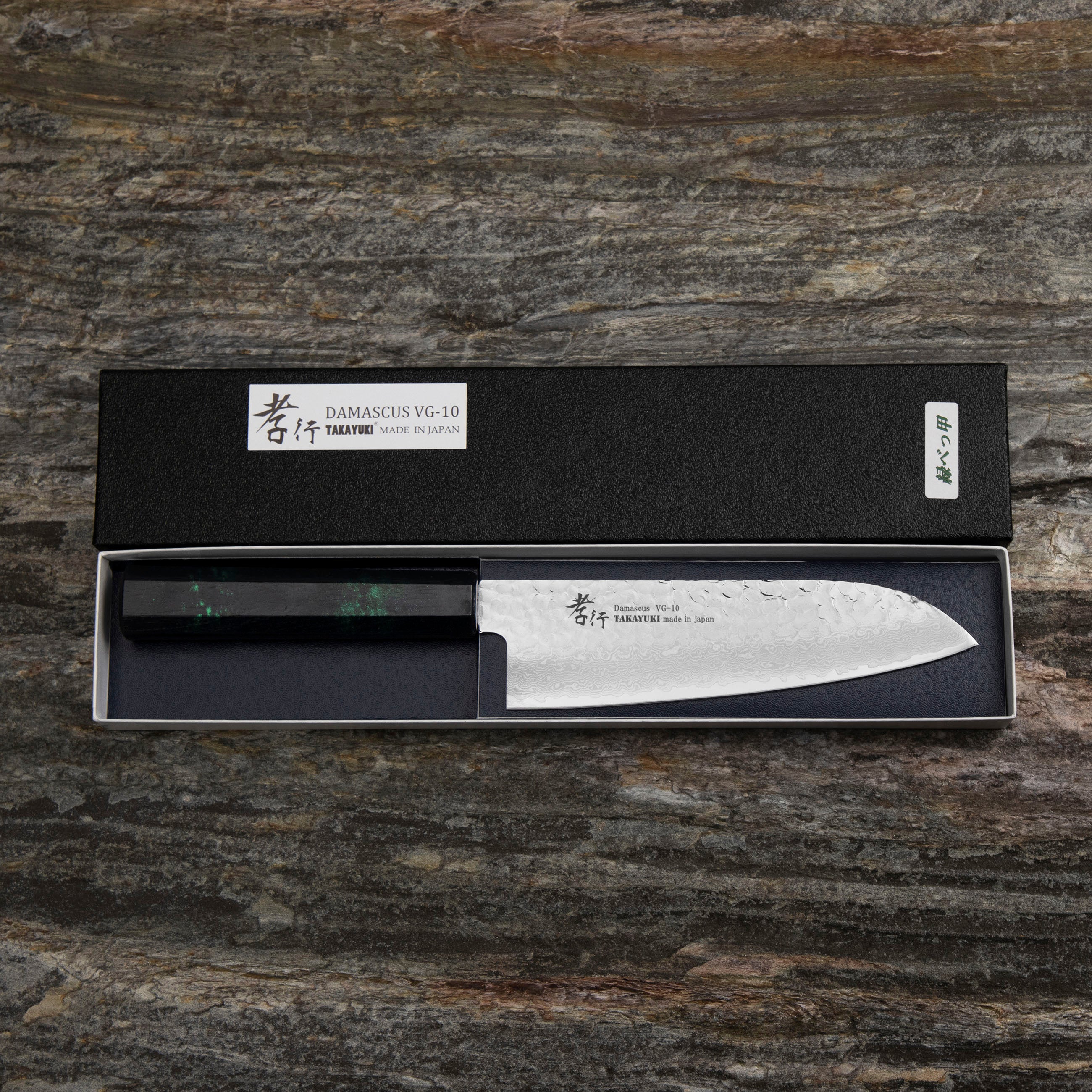 Nůž Santoku 17 cm Sakai Takayuki Nanairo VG-10 Green